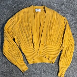 Women’s Wilfred |  Mustard Yellow Ribbed Cropped Cardigan size small